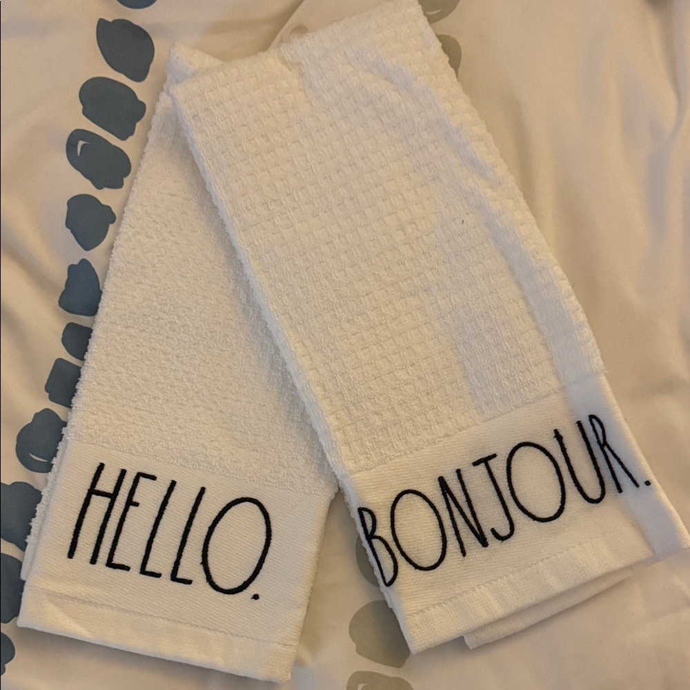 Rae Dunn White Textured Towels